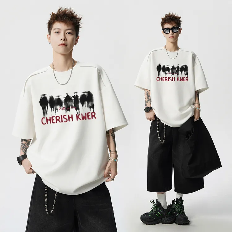 重磅美式vibe字母T恤街头印花潮男痞帅T恤夏季潮牌短袖t恤男半袖