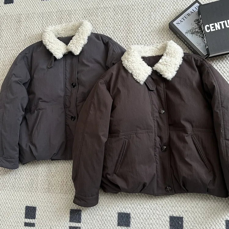 【米可家】巴恩风毛毛翻领内里填充新国标90白鸭绒冬季羽绒外套5592