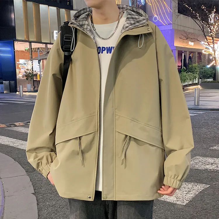 玛斯柏夹克男士春秋季2025新款连帽防泼水宽松时尚百搭上衣服外套