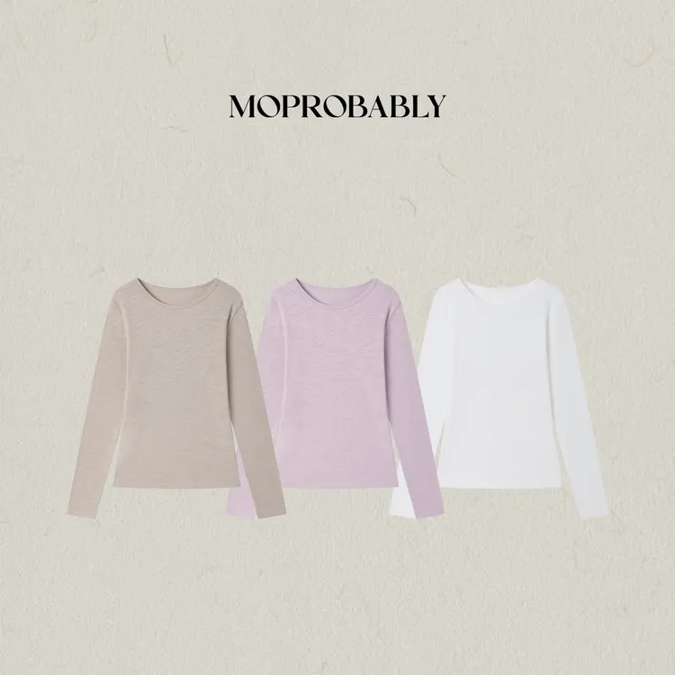 Moprobably李予诺 「雾里」“100棉”极简基础款松弛感针织衫L5447062