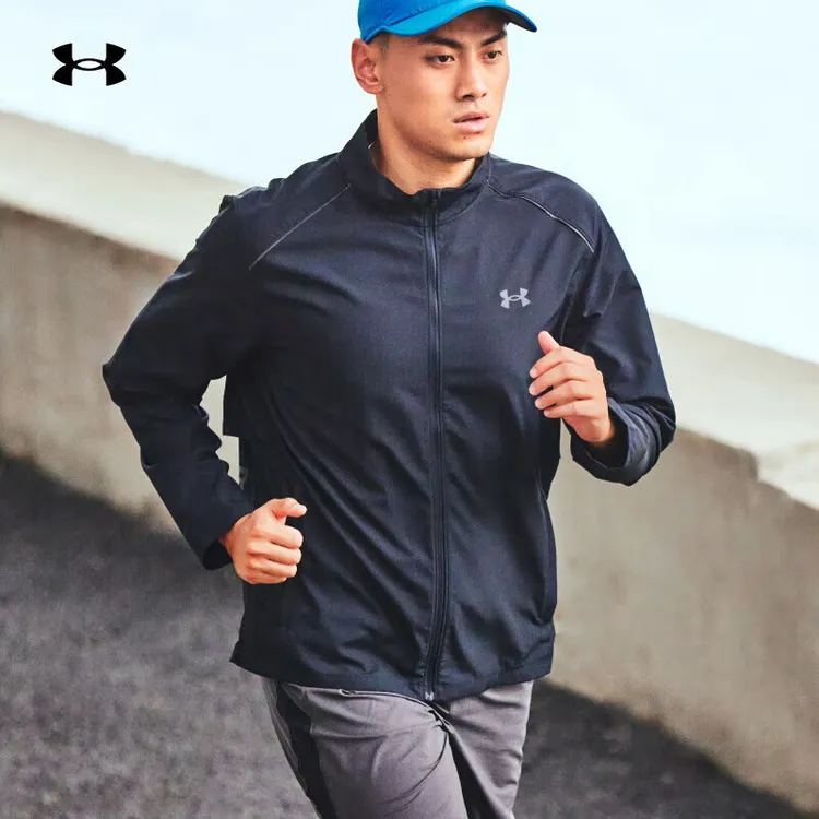 UA安德玛梭织夹克男装2025新款休闲运动上衣健身训练外套 1376797
