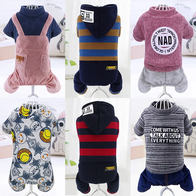 宠物衣服狗狗四脚卫衣秋冬新款博美泰迪加绒柯基比熊幼犬服饰