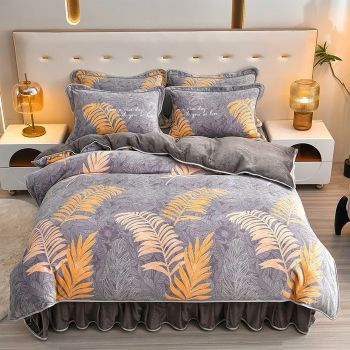 丨冬季加厚保暖牛奶绒四件套双面绒防静电被套床裙卡通倦床上用品