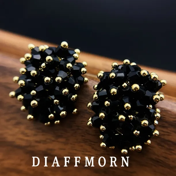 铜合金仿水晶耳饰 YM《夜曲》  重工手作满天星小众设计气质耳钉