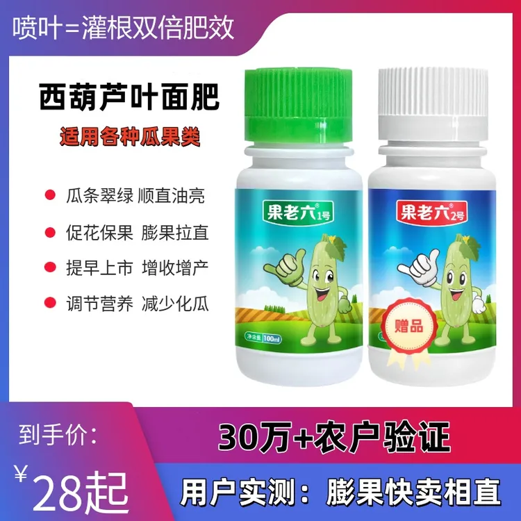西葫芦营养增产叶面肥果老六 促花促果 膨果增重顺直长