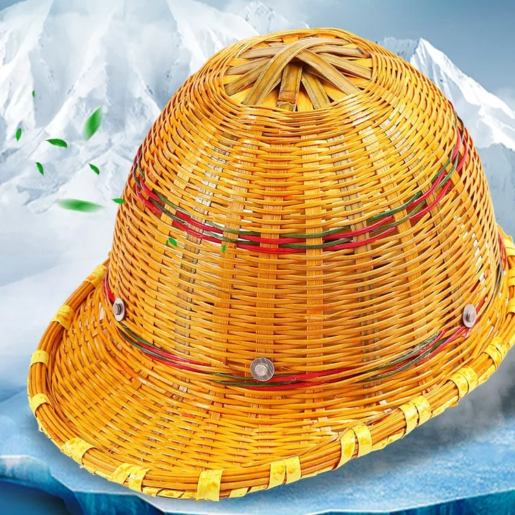 竹编帽建筑工地盔夏季防晒透气防砸帽劳保工人帽子国标轻便安全帽