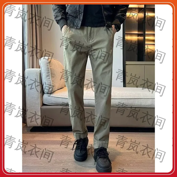 美式复古休闲裤男士裤子2025百搭潮牌美式水洗直筒修身工装长裤