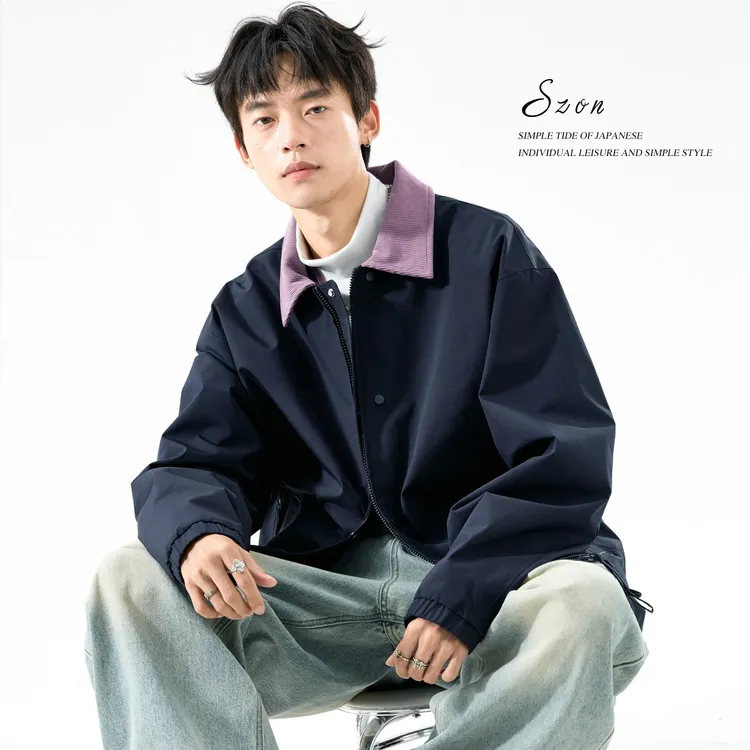 外套春秋美式情侣款棒球服复古中性风撞色宽松休闲男款工装夹克