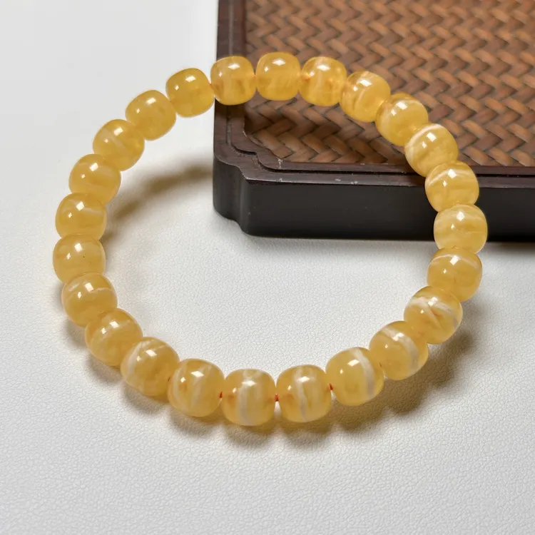 9*8.5mm焦皮橘底一线条虎皮纹同款手串女款轻奢