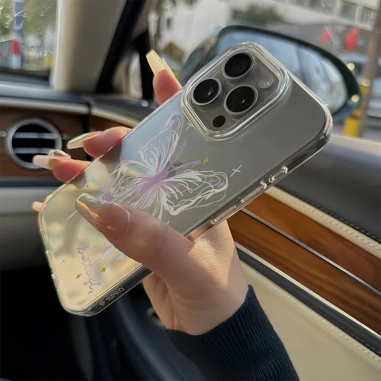 高级紫色线条蝴蝶适用iPhone17苹果16/15手机壳华为vivo小米oppo