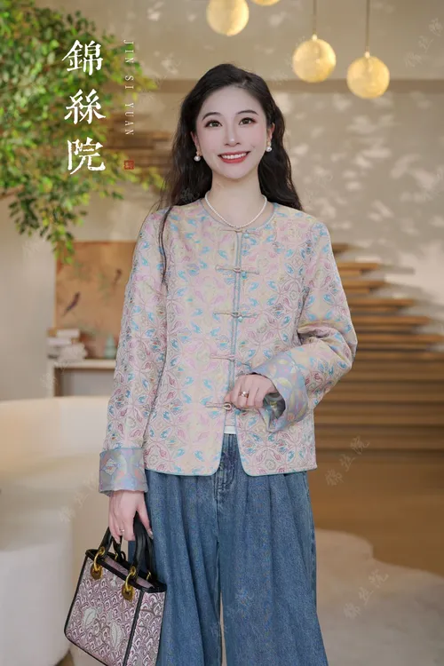 锦丝院【铜钱·宝花奔鹿】老宋锦新中式复古轻奢时尚外套WTC67181032