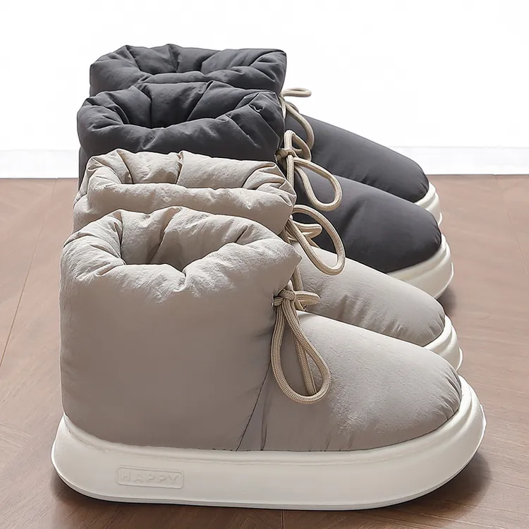 FZT高帮棉拖鞋男士冬季全包跟2025新款室内家居羽绒加绒保暖棉鞋