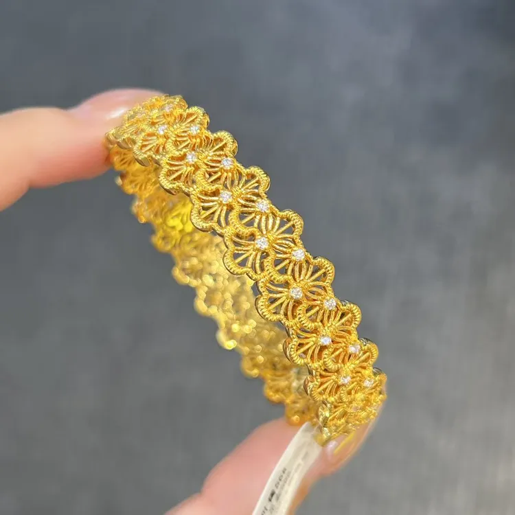 【新美源】足金999 5D镶嵌工艺 蕾丝扇叶手镯（附加597）