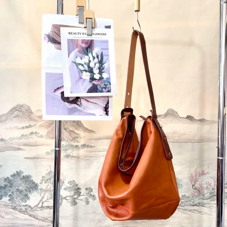 荔枝纹水桶包腋下百搭单肩单肩包斜挎款拉链韩版2072