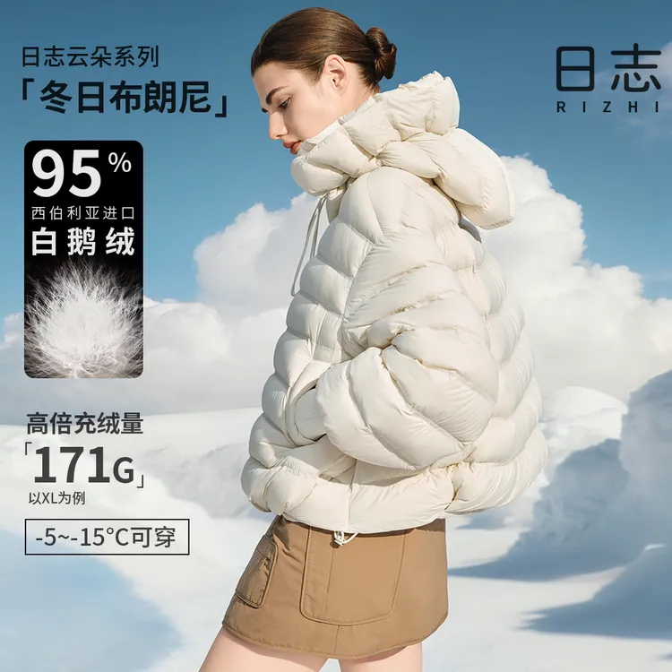 日志【云朵系列】钱袋子帽轻柔泡芙短款冬季女鹅绒服羽绒服AD54Y002
