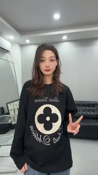 【LLZ328】时尚简约驴家纯棉长袖黑色uv层次感宽松百搭休闲上衣