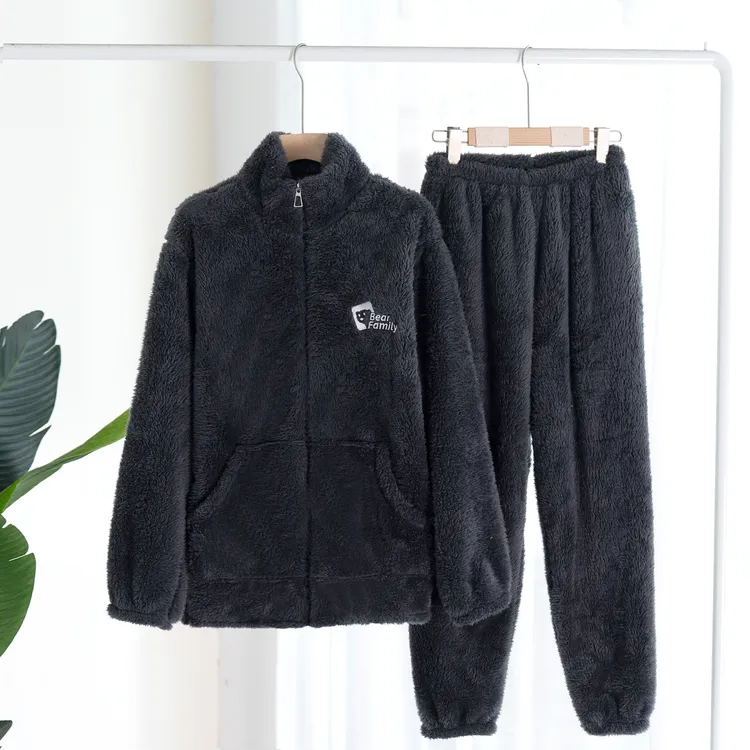 睡衣男家居服牛奶绒珊瑚绒法兰绒保暖加绒长袖舒适男士秋冬季宽松