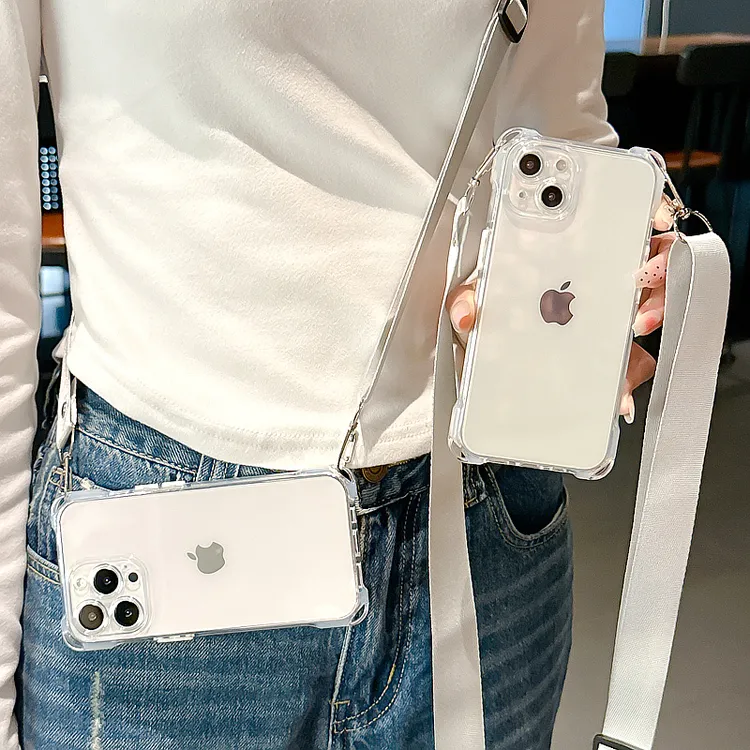 苹果iPhone17/16/15/14/13/12/11手机壳透明斜挎带挂绳16promax女