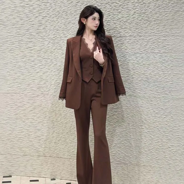 【三件套】【有里布】西装休闲风上衣廓形女秋冬季显瘦套装LJ0160