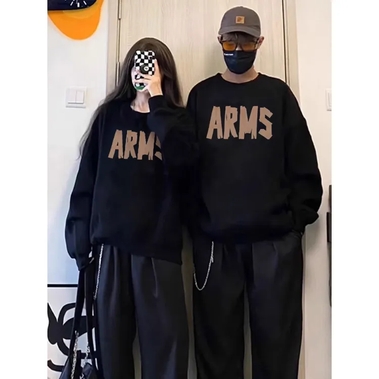 不一样的情侣装卫衣秋冬季2025新款ins超火高级感宽松圆领情侣装