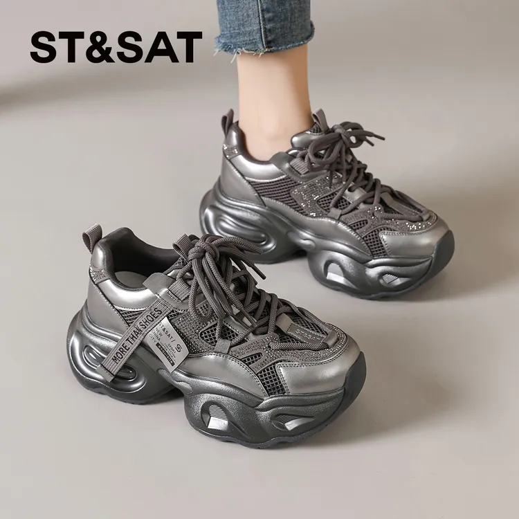 星期六厚底老爹鞋女2025秋季新款小个子增高轻便休闲运动鞋子爆