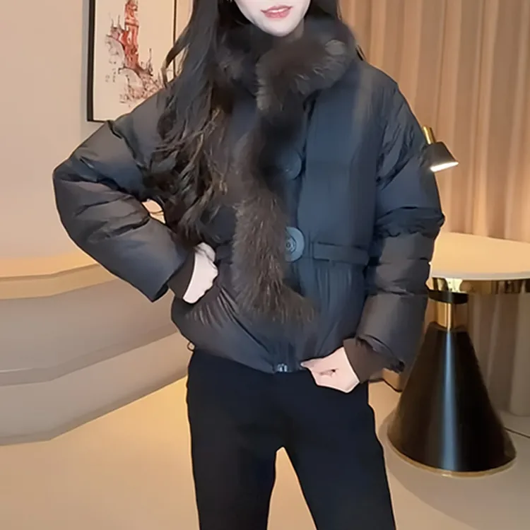 流行爆款冬季新款棉服女2025高端洋气小个子时尚百搭毛领棉衣外套