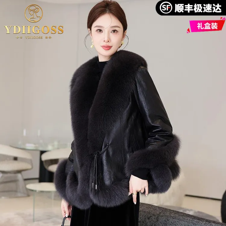伊蒂格世皮草外套女装2025新款冬季狐狸毛绵羊皮时尚保暖皮毛一体
