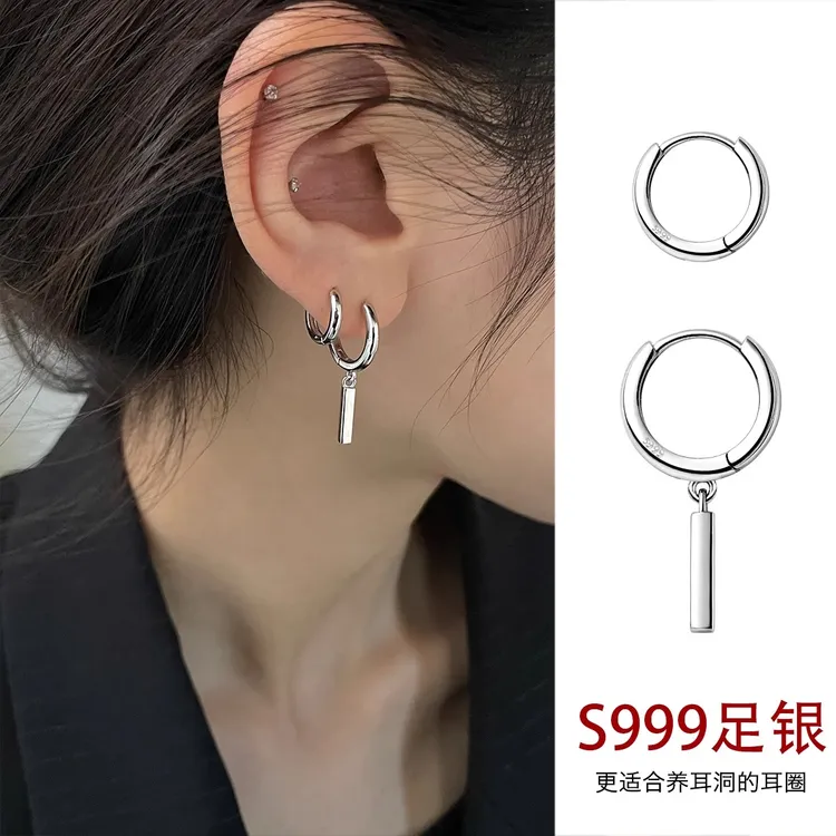 足银耳饰 999纯银耳环2025新款爆款高级感耳坠耳圈耳扣银耳饰男女