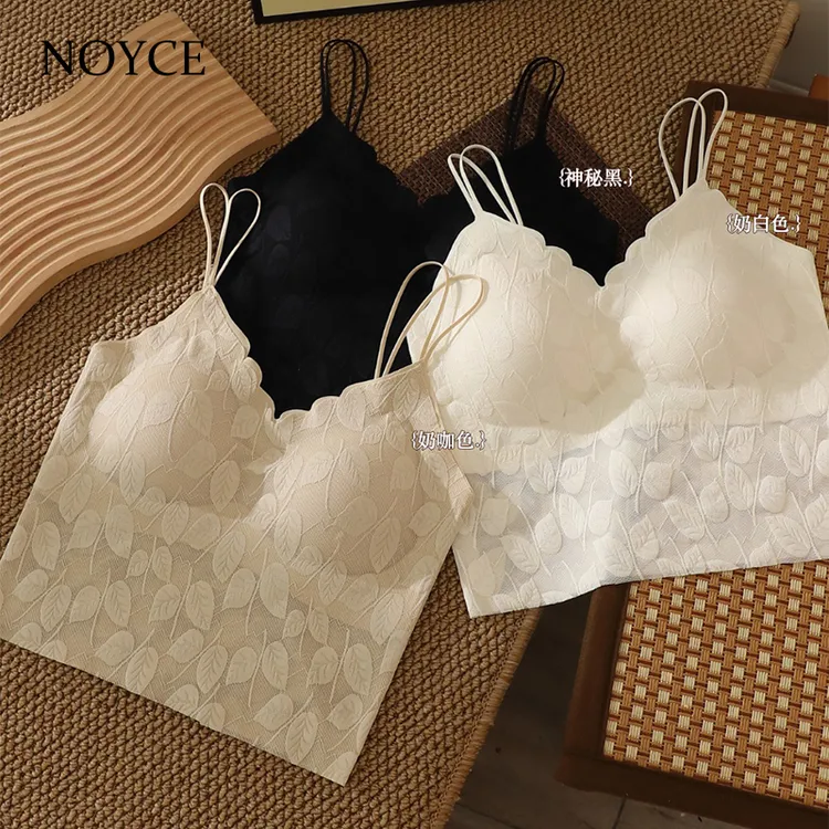 NOYCE森系蕾丝吊带打底背心无痕女带胸垫无钢圈美背抹胸一体式