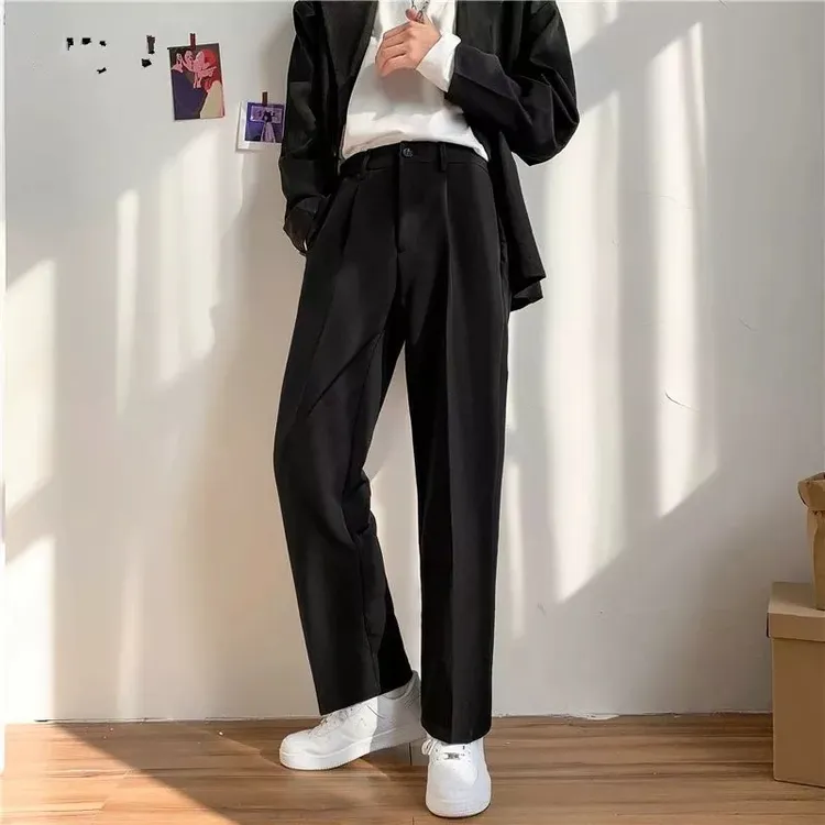 垂感西裤男秋季直筒宽松韩版西装裤百搭休闲长裤坠感阔腿裤子潮