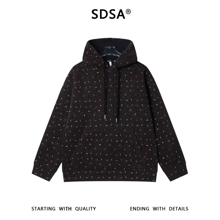 SDSA男士秋冬新款痞帅男装韩版满印刺绣连帽卫衣百搭时尚套头上衣