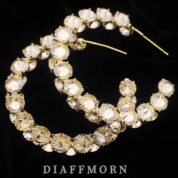 铜合金合成锆石耳饰 YM《闪耀》 超闪亮精致气质百搭耳圈