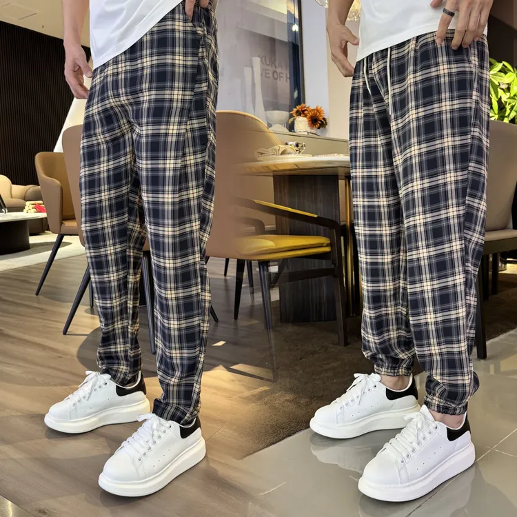 夏季新款男士休闲裤卫裤男裤时尚运动裤百搭爆款修身直筒裤条纹裤