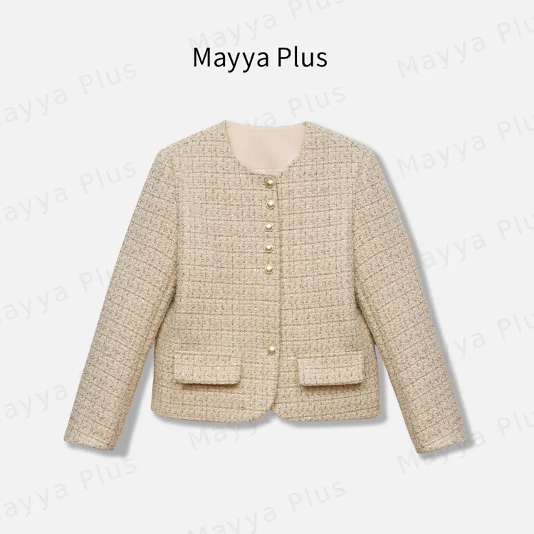【鎏金小香】Mayya Plus麦芽定制轻奢气质小香风羊毛外套32536876
