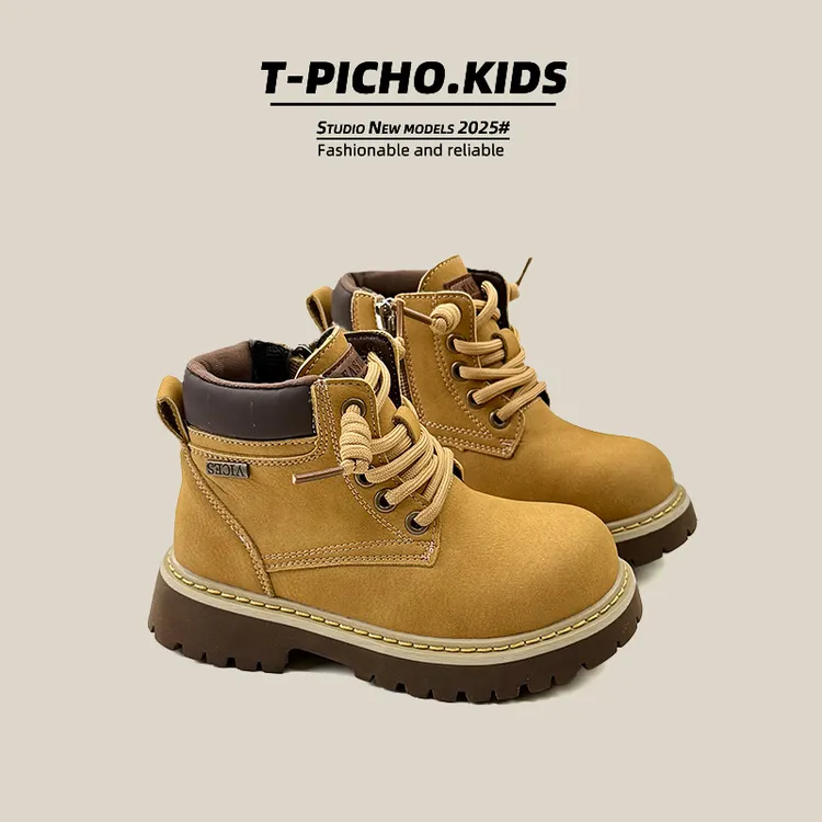 【经典小黄靴】（有单有棉）秋冬季新款男童加绒短靴女童马丁靴-3288