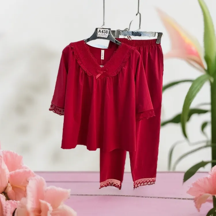 【520礼物】蕾丝花边本命年红公主风外穿家居服高端女士睡衣8813