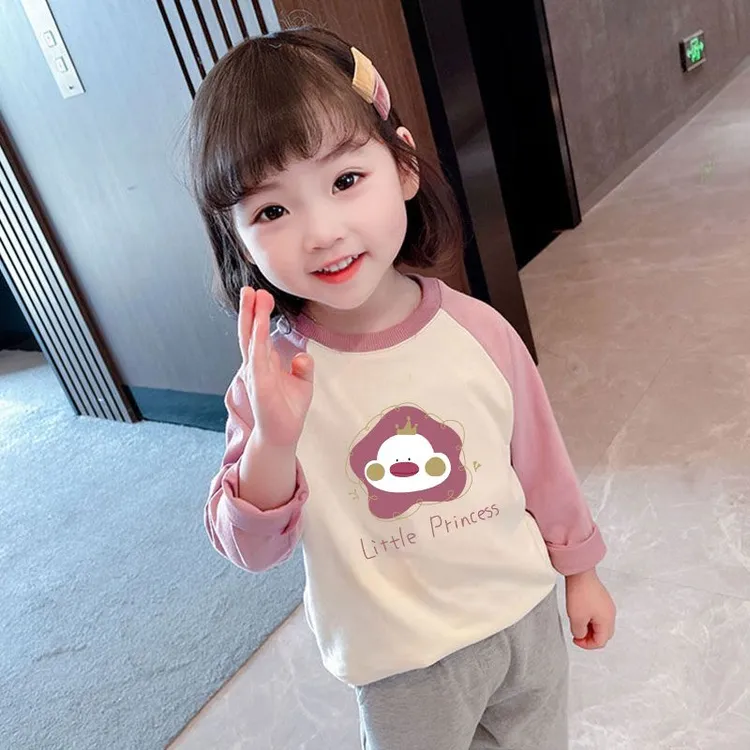 春秋女童纯棉春装新款长袖T恤洋气2025韩版儿童打底衫宝宝上衣