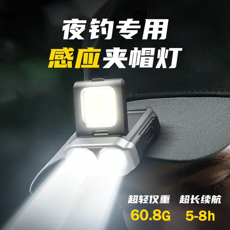 头灯钓鱼专用夜钓感应超长续航头戴式帽夹灯强光USB充电头灯登山