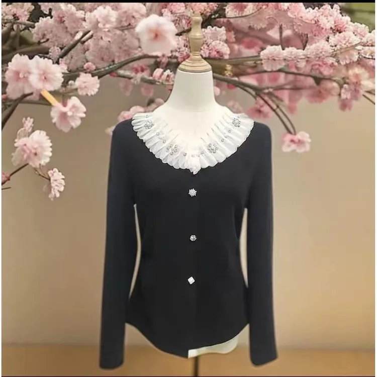 【C452】时尚小香风针织衬衫2025秋装女商场同款