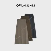 “胶囊半裙”浣熊绒+羊毛复古老钱风高腰休闲半身裙 LAMLAM MM255G