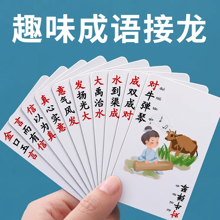 成语接龙扑克牌四字成语卡片小学生益智纸牌游戏大全汉字儿童玩具