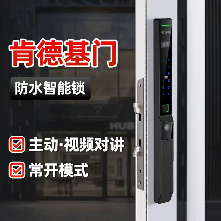 3d人脸识别肯德基门智能锁户外防水断桥铝别墅庭院密码指纹锁自动
