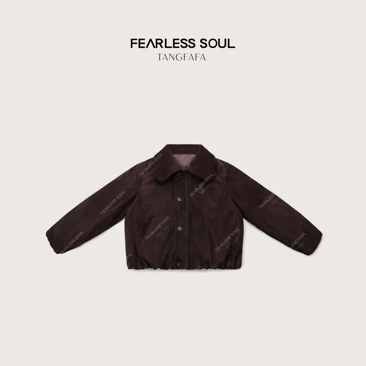 唐发发TFF 美式复古进口反绒羊皮灯芯绒翻领鹅绒服 825FN841 =