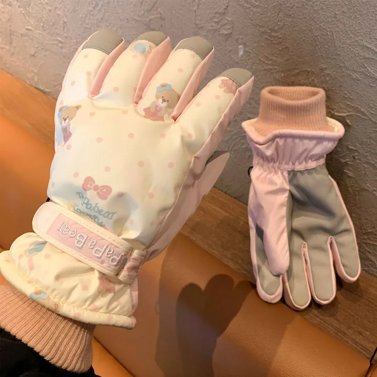 CH【加绒保暖】女士滑雪手套电动车加厚加绒防风保暖冬季骑行手套