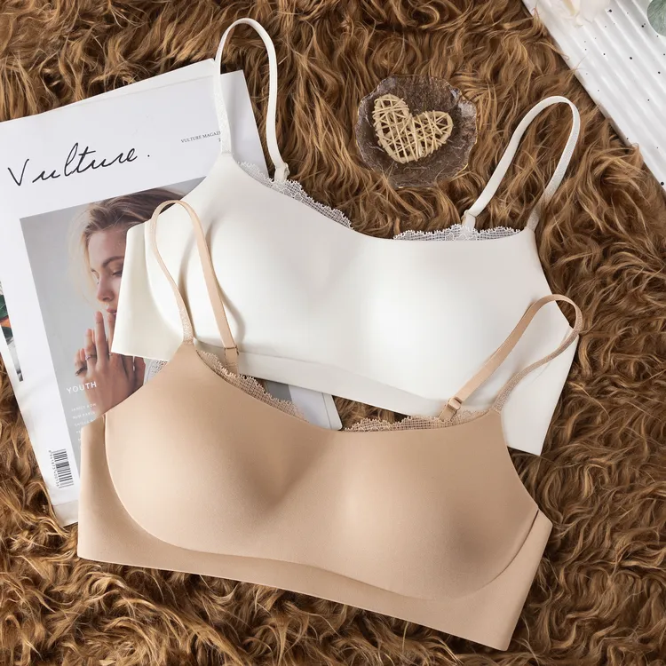 无痕抹胸内衣薄款纯欲蕾丝防走光大胸显小收副乳防下垂聚拢文胸罩