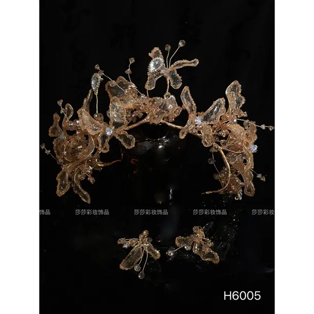 H6005 香槟蝶影超仙蝴蝶皇冠
