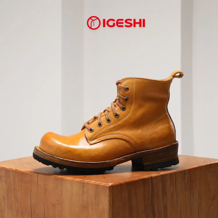 IGESHI爱革仕【武曲星】手工马皮高档马丁靴厚底翘头工装男士潮