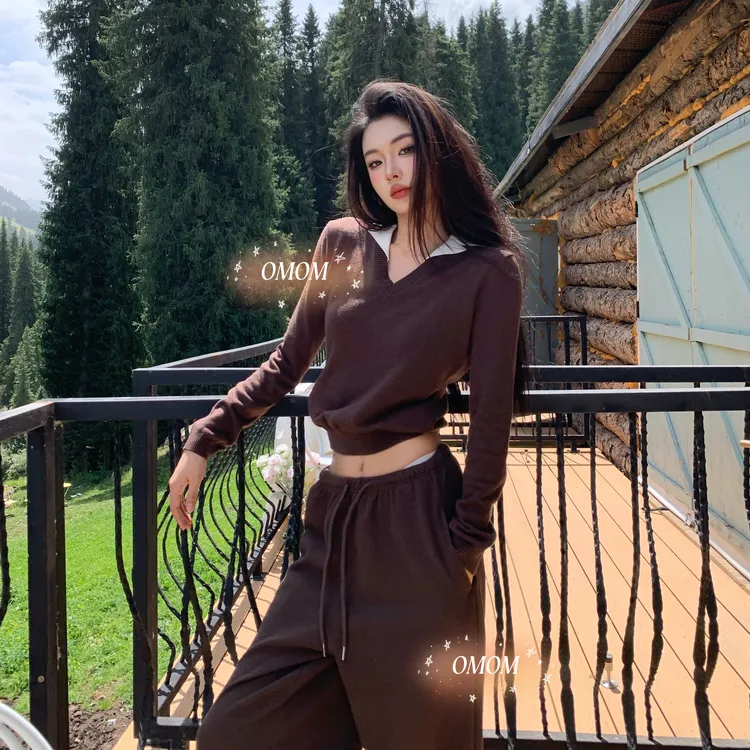 高级感软糯翻领假两件毛衣秋冬显瘦百搭羊毛打底外穿上衣25525