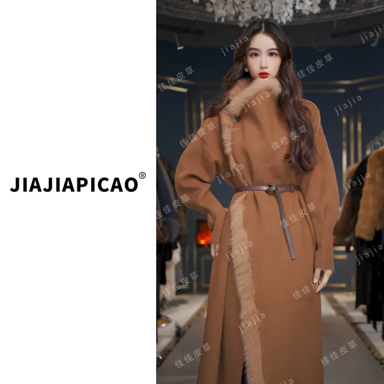 28141  皮草 新款大翻领立领狐狸毛柔软长款皮草外套-1