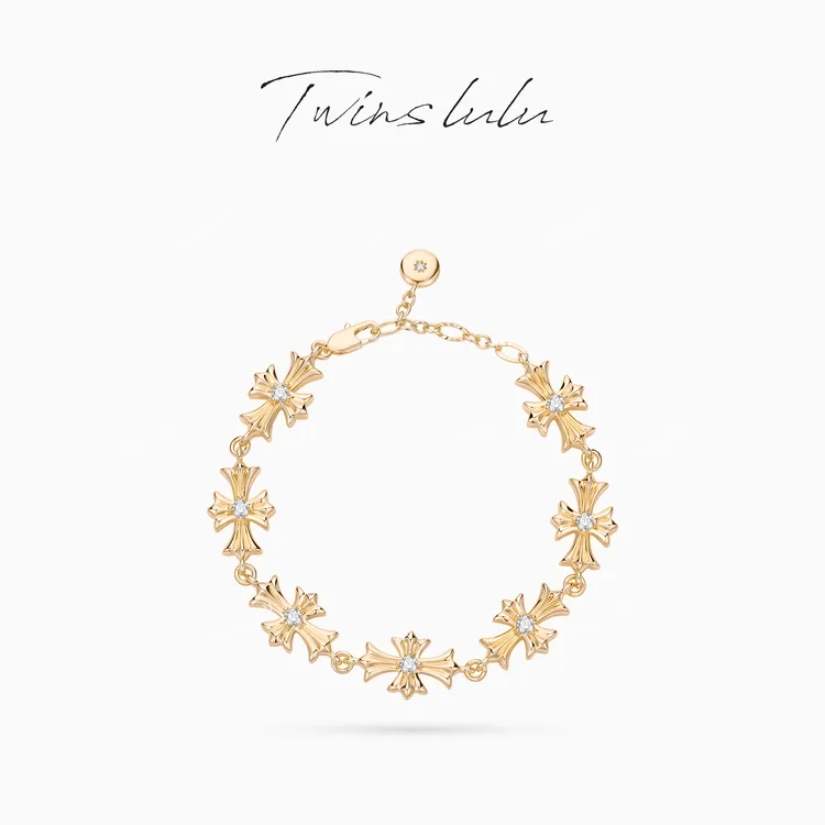 TWINS LULU 【十字花】新年款 轻奢时尚复古风十字架手链TSS6790